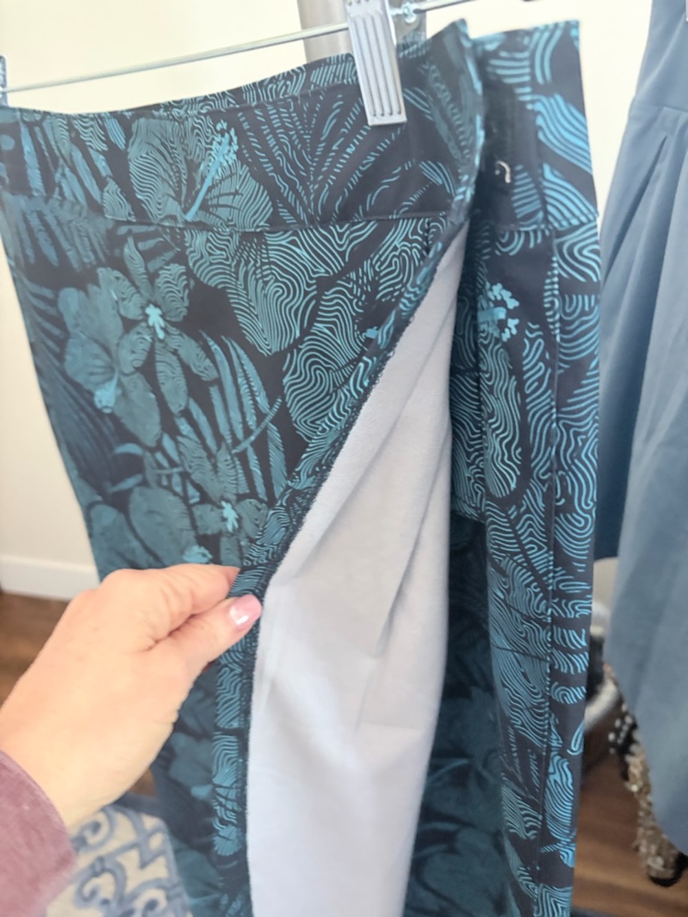 Ripskirt Hawaii Teal Floral Pencil Skirt on Black - Picture 2 of 2
